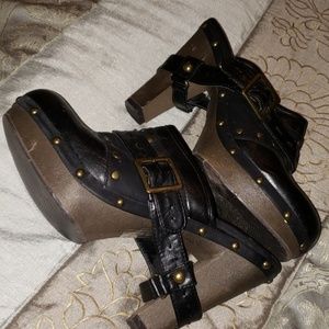 Platform leather heels